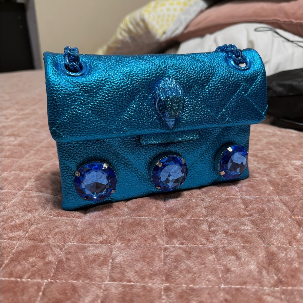 Kurt Geiger metallic Blue Women's Bag with Gem Accents